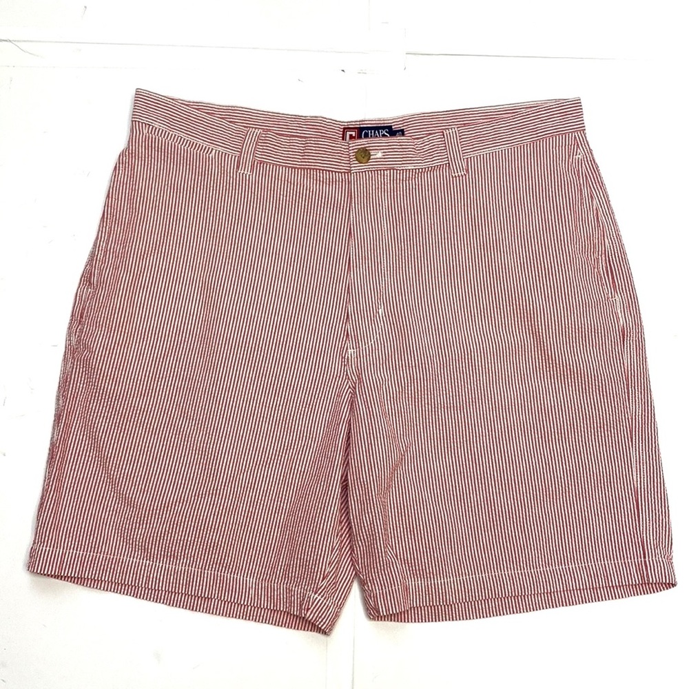 Chaps Men's Red Seersucker Flat Front Shorts
